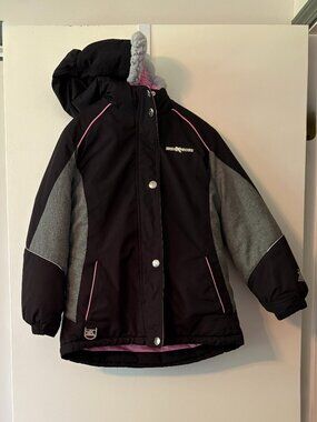 ZeroXposur Girls Winter Coat Size 7/8 Black Gray Pink Hooded Insulated Jacket